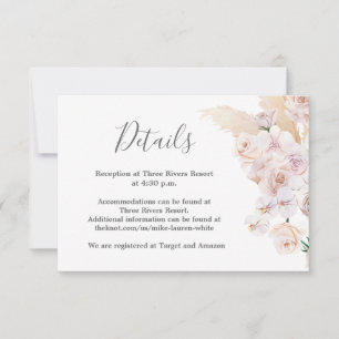 Pampas Grass Details Hochzeitskarte RSVP Karte