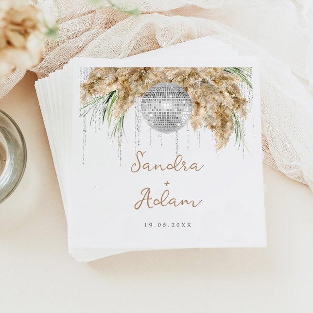 Pampas Grass Disco Ball Boho Wedding Serviette (Von Creator hochgeladen)