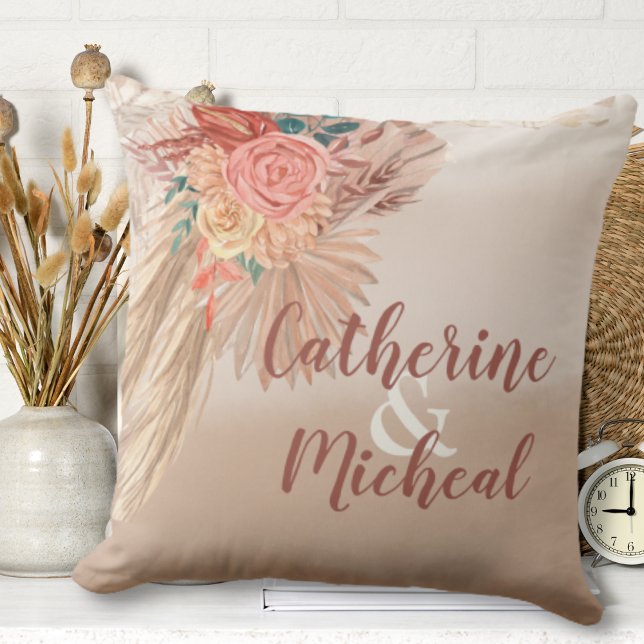 Pampas Grass Driving floral Terracotta Boho Weddin Kissen (Von Creator hochgeladen)