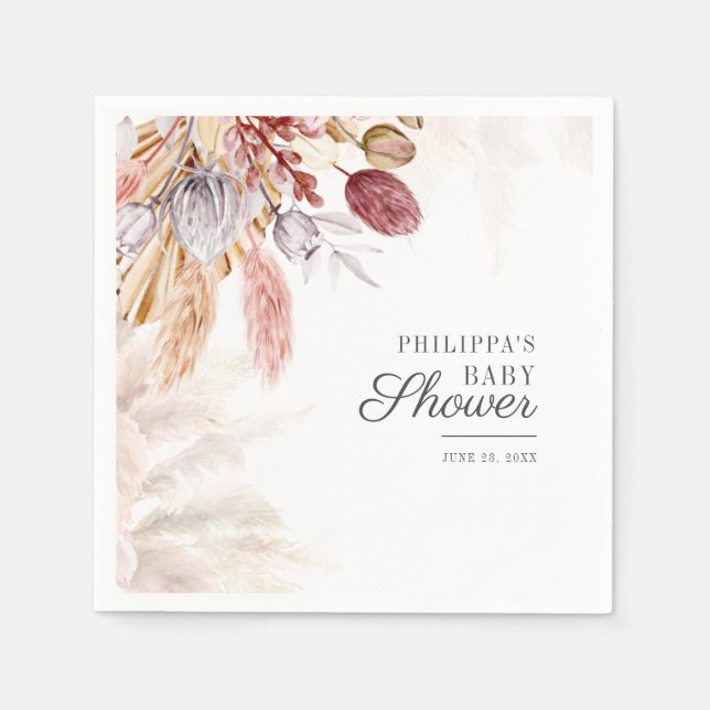 Pampas Grass Elegant Baby Shower Serviette (Vorderseite)