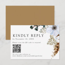 Pampas Grass Elegant Boho Wedding QR Code RSVP Karte