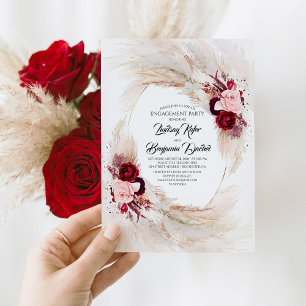 Pampas Grass Engagement Party in Burgund Einladung
