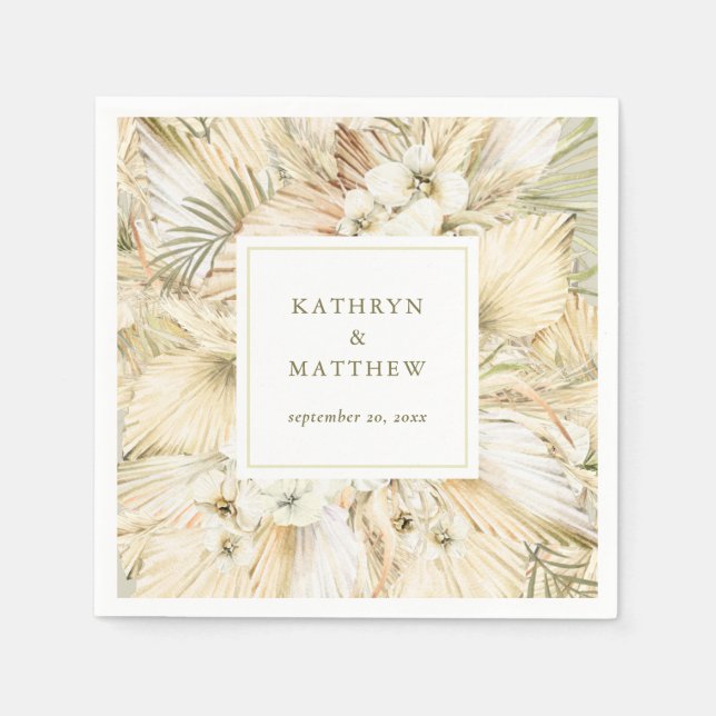 Pampas Grass Fan Palms Boho Wedding Napkins Serviette (Vorderseite)