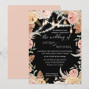 Pampas Grass Flora Edison Twinkle Lights Hochzeit Einladung