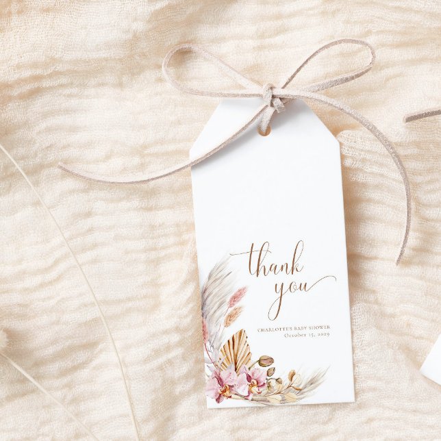 Pampas Grass Floral Bohemisch Baby Dusche Geschenkanhänger (Von Creator hochgeladen)