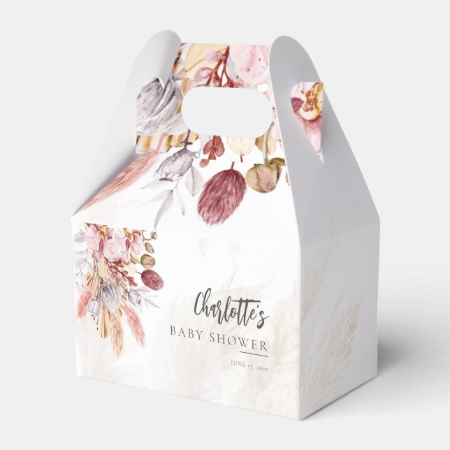 Pampas Grass Floral Boho Girl Babydusche Geschenkschachtel (Vorderseite)