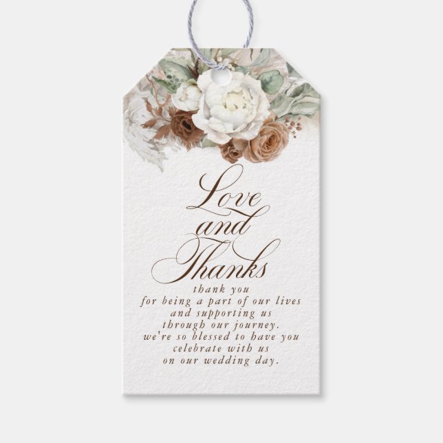 Pampas Grass Floral Boho Natural Vielen Dank Geschenkanhänger (Vorderseite)