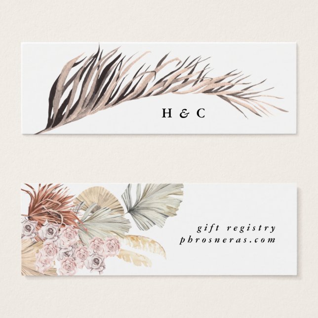 Pampas Grass Floral Dschungel Registrierungskarte (Vorne & Hinten)