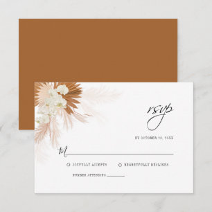 Pampas Grass Floral Hochzeit im Herbst RSVP Karte