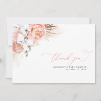 Pampas Grass Floral Pink Baby Dusche Vielen Dank