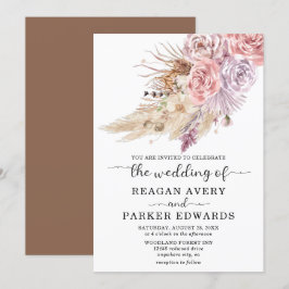 Pampas Grass Floral Rose Lila Hochzeit Einladung