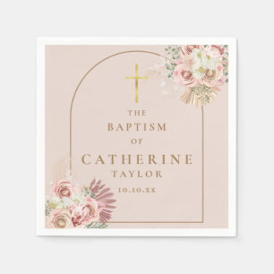 Pampas Grass Floral Taufe Christening Serviette