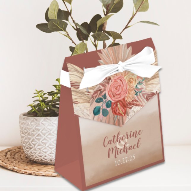 Pampas Grass Floral Terracotta Boho Chic Wedding Geschenkschachtel (Von Creator hochgeladen)