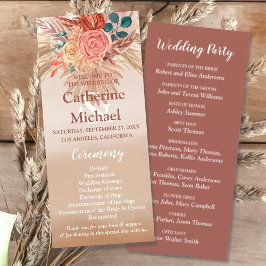 Pampas Grass Floral Terracotta Boho Chic Wedding Programm