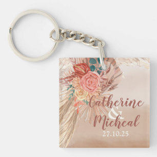 Pampas Grass Floral Terracotta Boho Chic Wedding Schlüsselanhänger