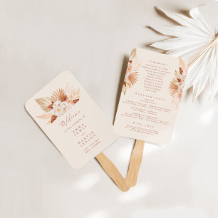 Pampas Grass Floral Terracotta Hochzeitsprogramm Fächer
