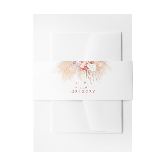 Pampas Grass Floral Terracotta Wedding Einladungsbanderole (Vorderseite Beispiel)