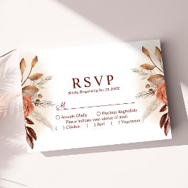 Pampas Grass Floral Terracotta Wedding RSVP Card Karte