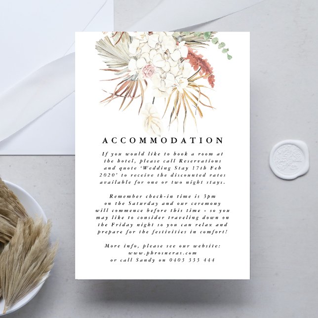 Pampas Grass Floral Tropical Wedding Begleitkarte (Von Creator hochgeladen)