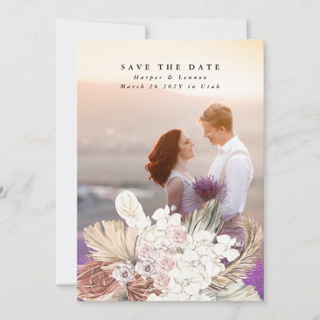 Pampas Grass Floral Tropischer Jungle Save The Date (Vorderseite)