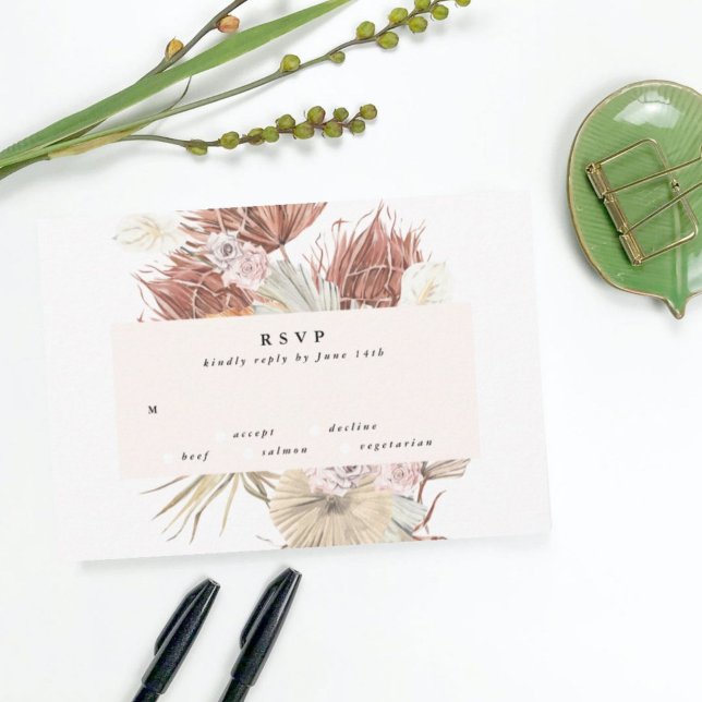 Pampas Grass Floral Tropischer Jungle Wedding RSVP (Von Creator hochgeladen)