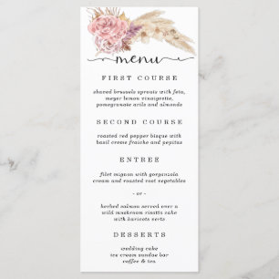 Pampas Grass Floral Wedding Menükarte
