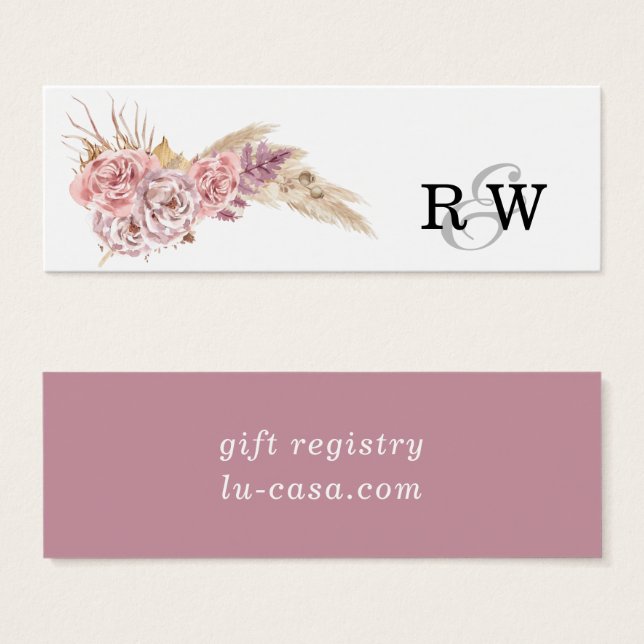 Pampas Grass Floral Wedding Registrierungskarte ei (Vorne & Hinten)