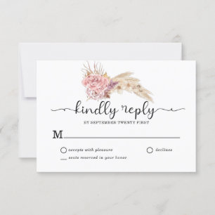 Pampas Grass Floral Wedding RSVP Karte