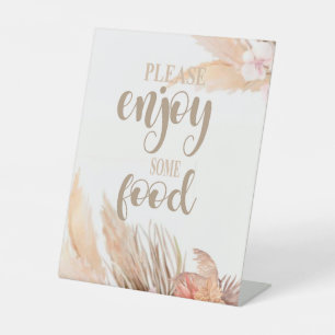 Pampas Grass Food Table schild, Pedestelle Sockelschild