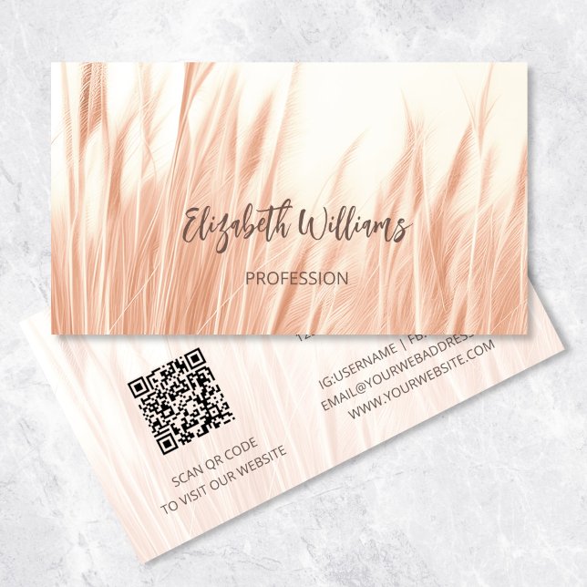 Pampas Grass Foto | QR Code Business Card Visitenkarte (Von Creator hochgeladen)