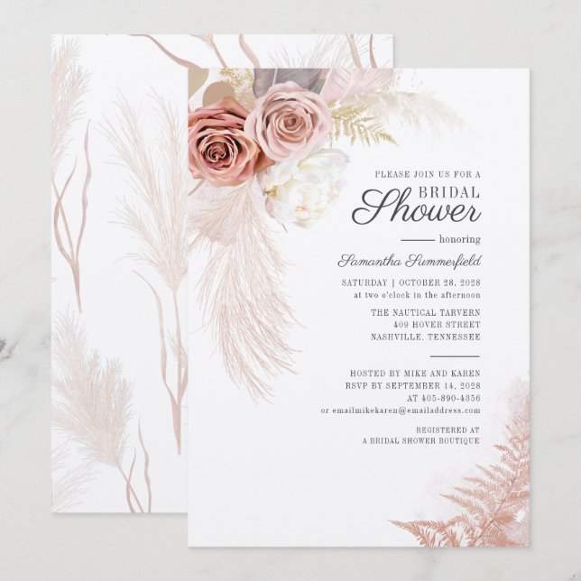 Pampas Grass Getrocknete Blätter Terracotta Brautp (Vorne/Hinten)