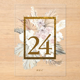 Pampas Grass Gold Boho Akryllische Tischnummer