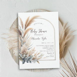 Pampas Grass Greenery Arch Neutral Baby Dusche Einladung