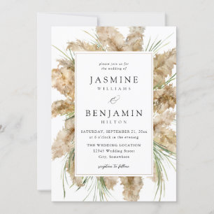 Pampas Grass & Greenery Wedding 2 Einladung
