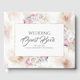 Pampas Grass King Protea Floral Wedding Gästebuch