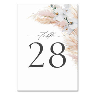 Pampas Grass Mariage Numéro de tableau Cartes