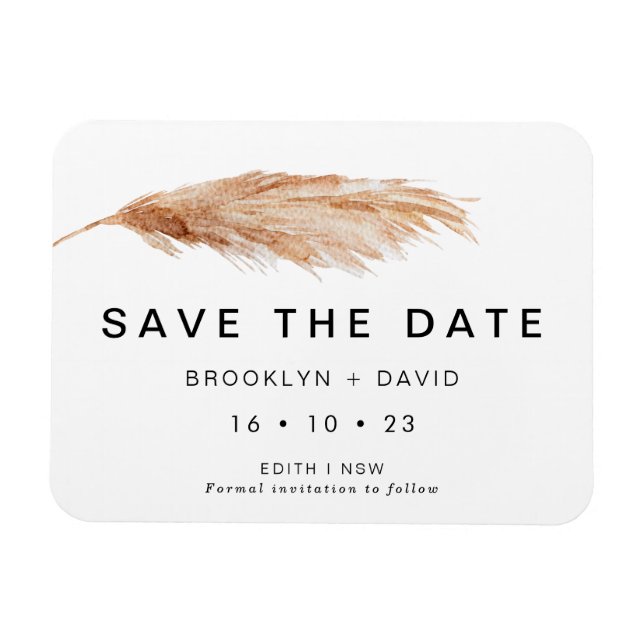 Pampas Grass Minimalistische Hochzeit retten das D Magnet (Horizontal)
