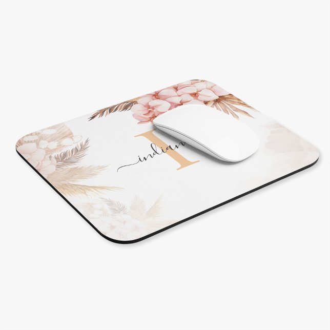 Pampas Grass Monogram Initial Name Script Mousepad (Von Creator hochgeladen)