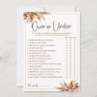 Pampas Grass Over & Under Brautparty Game Card