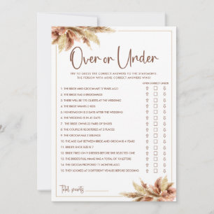 Pampas Grass Over & Under Brautparty Game Card Einladung