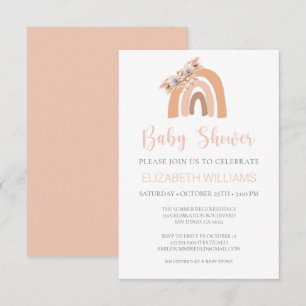Pampas Grass Pastel Pink Rainbow Baby Shower Invit Einladung