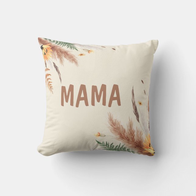 Pampas Grass Personalisiert Watercolor Individuell Kissen (Vorderseite)