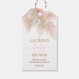 Pampas Grass Pink Babydusche-Etiketten Geschenkanhänger