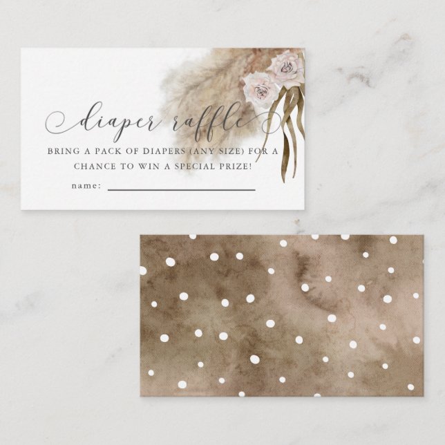 Pampas Grass Pink Babydusche Windelwanne Raffel Ti Begleitkarte (Vorne/Hinten)