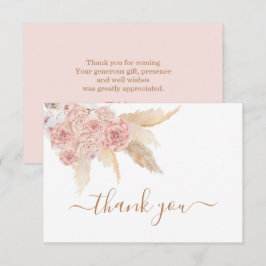 Pampas Grass Pink boho merci Note Cartes