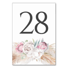 Pampas Grass Pink Flora Hochzeitskarten für Tischn Tischnummer