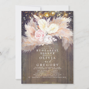 Pampas Grass Pink Floral Rustikale Probe Abendesse Einladung