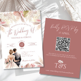 Pampas Grass QR Code UAWG Wedding Boho Einladung