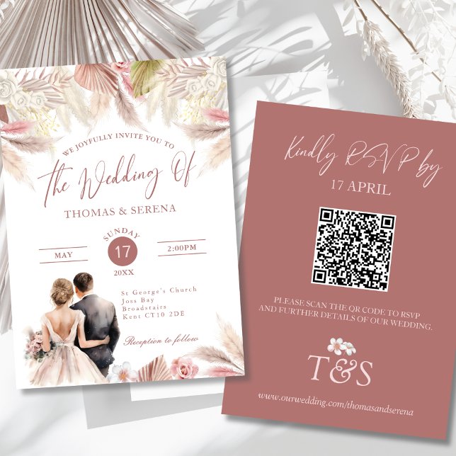 Pampas Grass QR Code UAWG Wedding Boho Einladung (Von Creator hochgeladen)