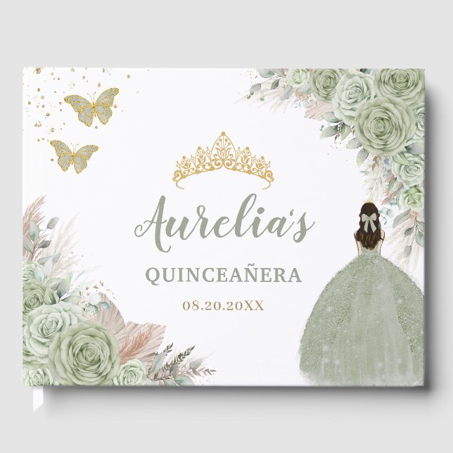 Pampas Grass Quinceañera Rose Gästebuch (Vorderseite)